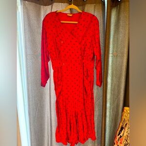 Red dress with black design, VINTAGE! Bought in 80s from boutique